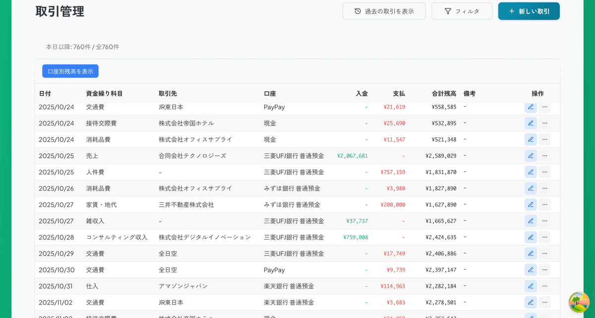 取引先管理画面 - 収支記録・実績分析
